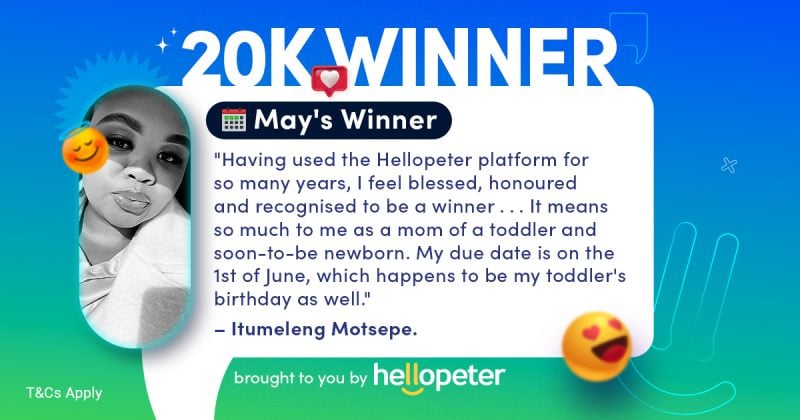 May winner Hellopeter 20K giveaway